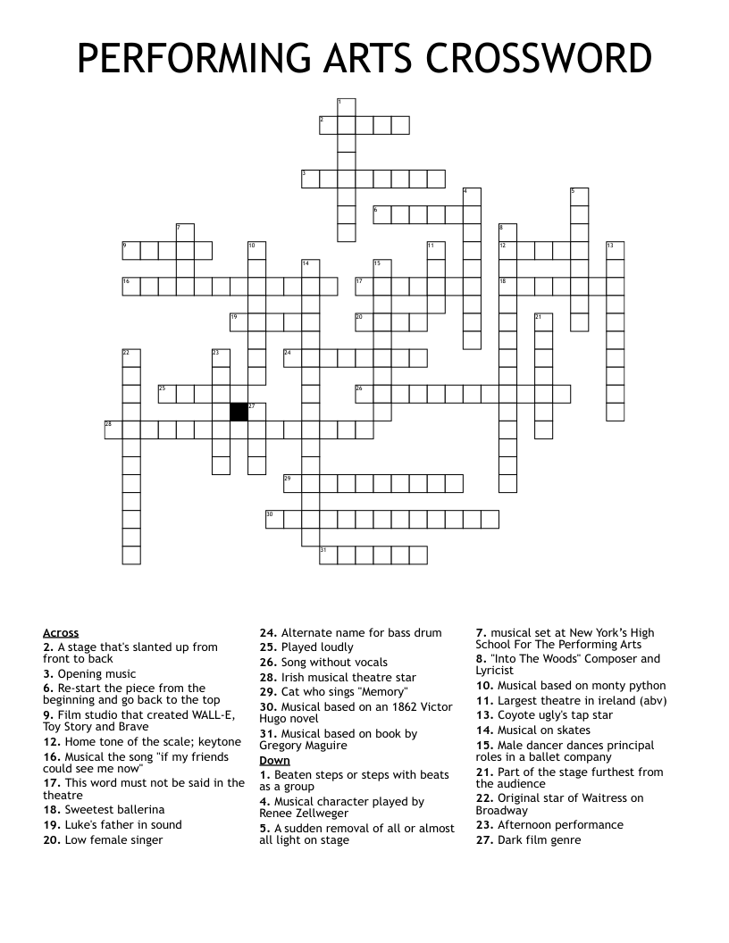 PERFORMING ARTS CROSSWORD