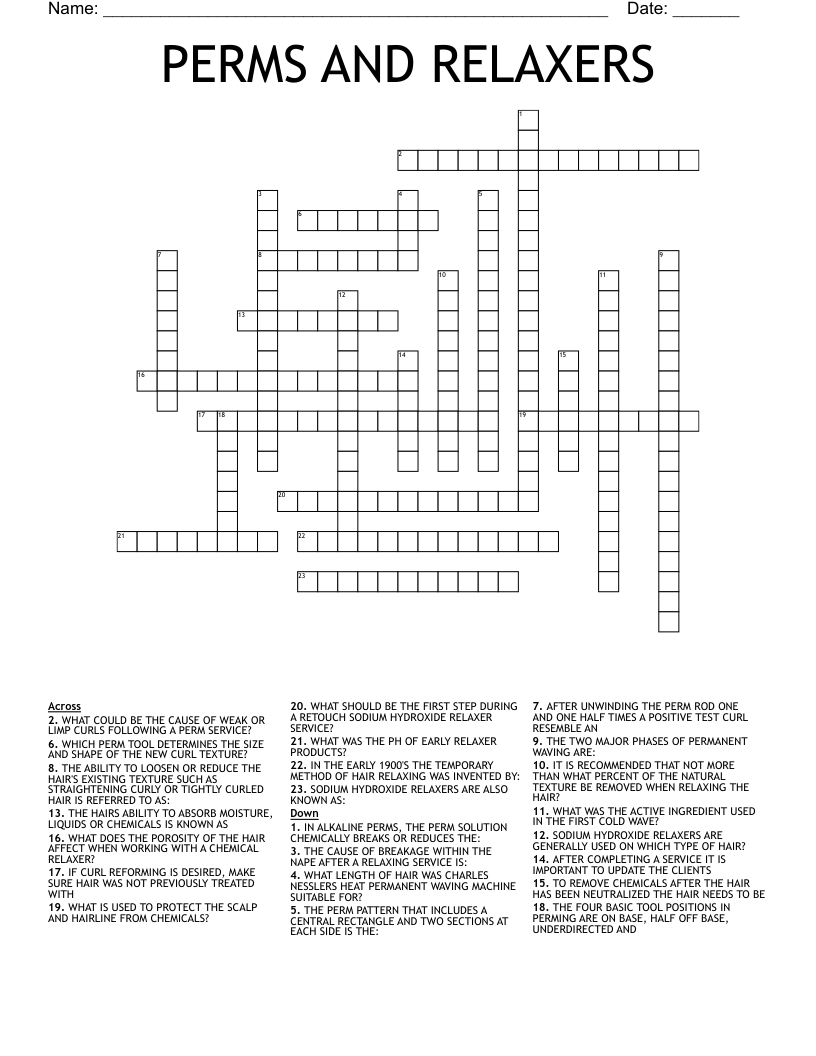 PERMS AND RELAXERS Crossword