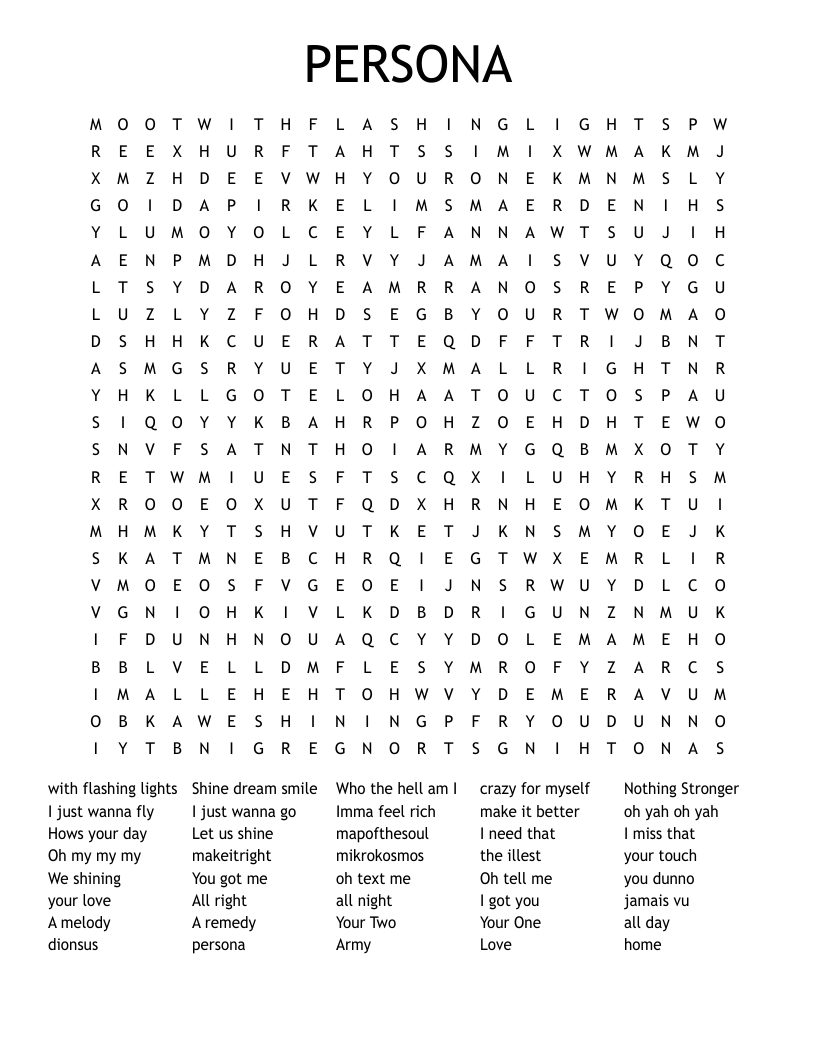 PERSONA Word Search