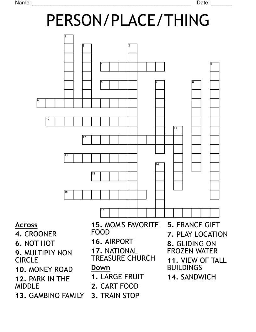 PERSON/PLACE/THING Crossword