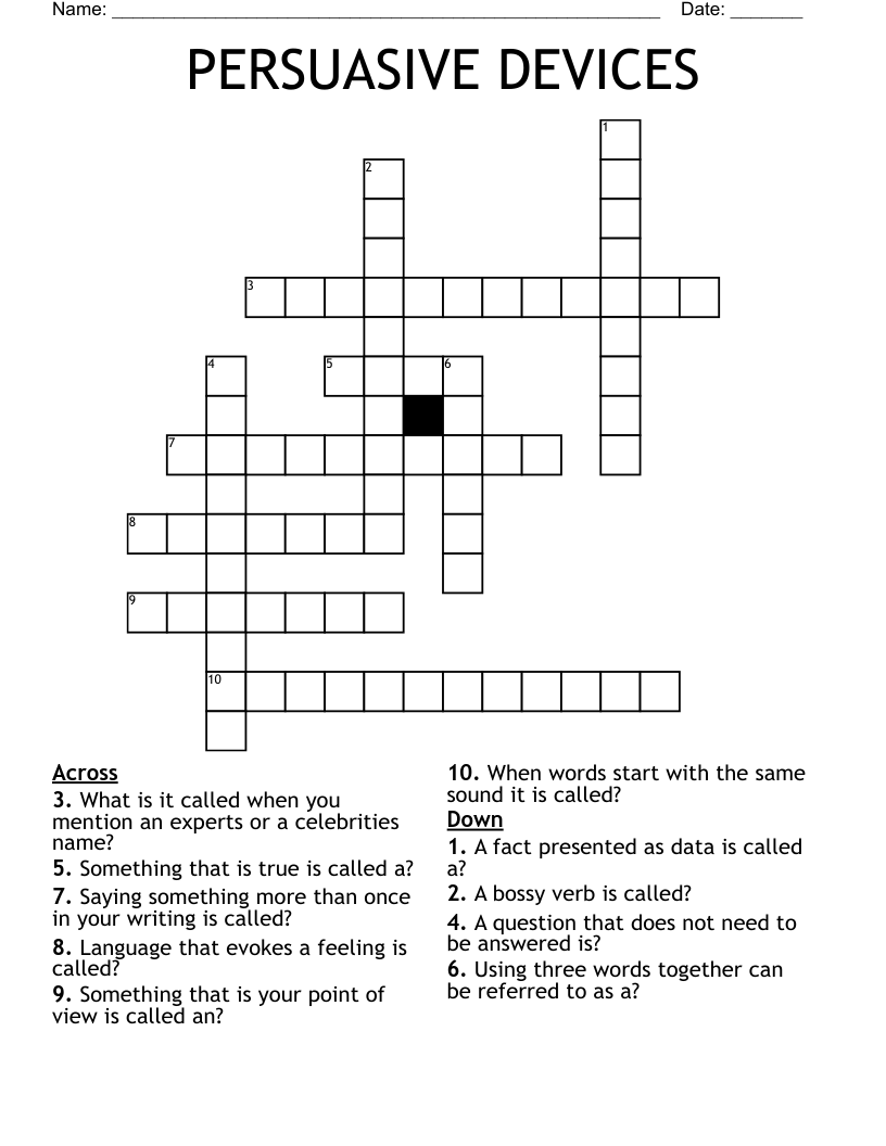 PERSUASIVE DEVICES Crossword