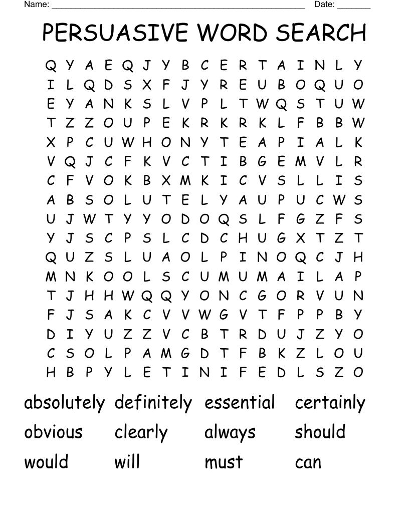 PERSUASIVE WORD SEARCH