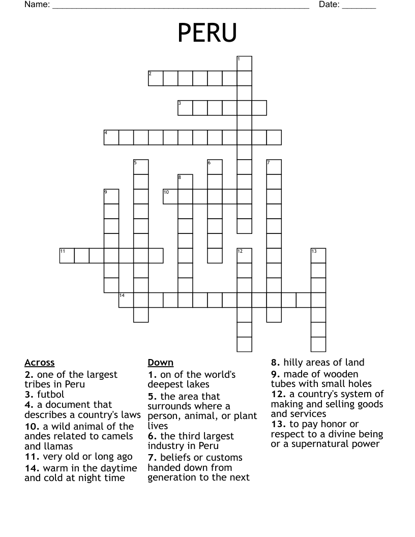 PERU Crossword