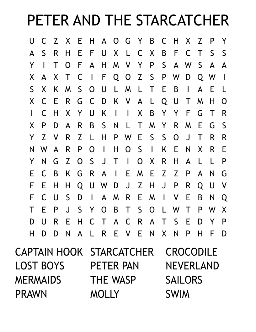 PETER AND THE STARCATCHER Word Search