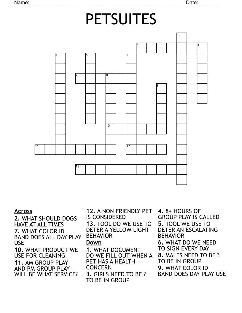 PETSUITES Crossword