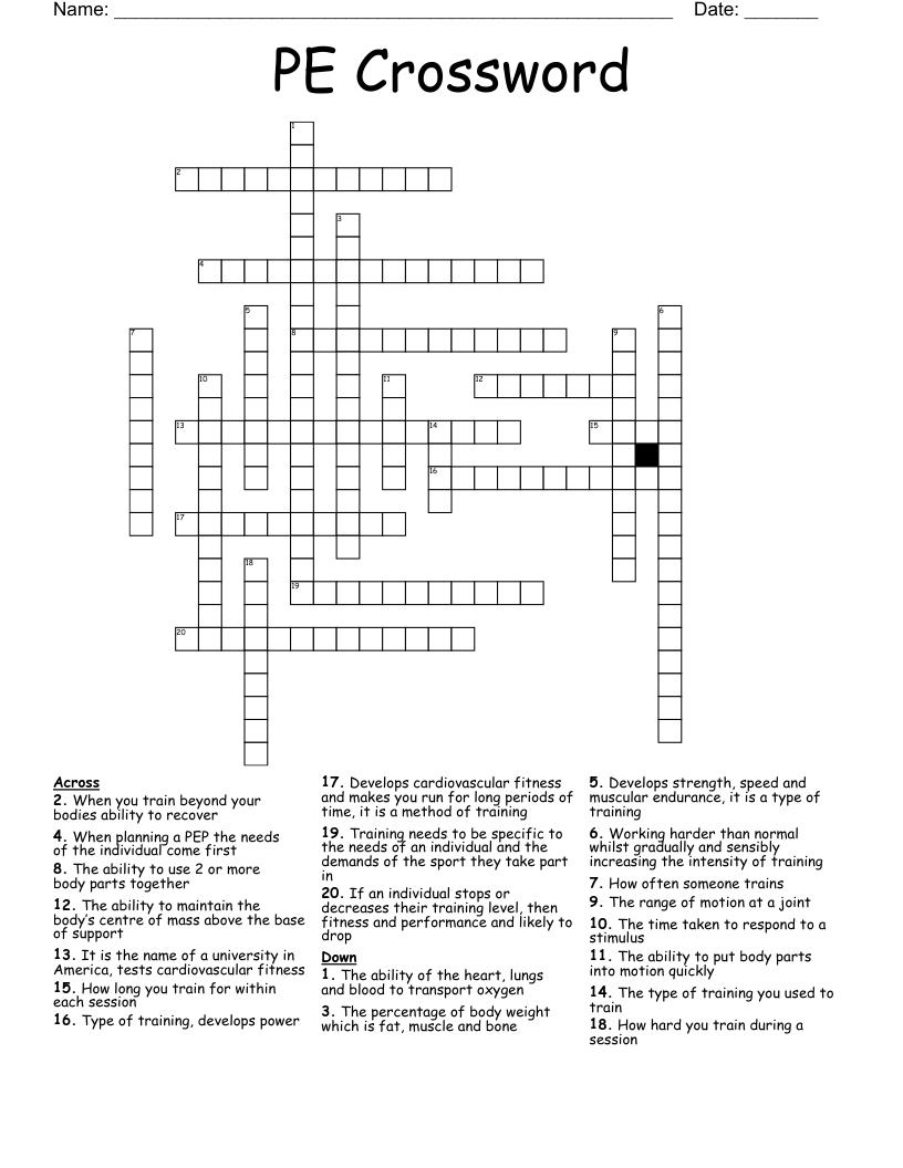 PE Crossword