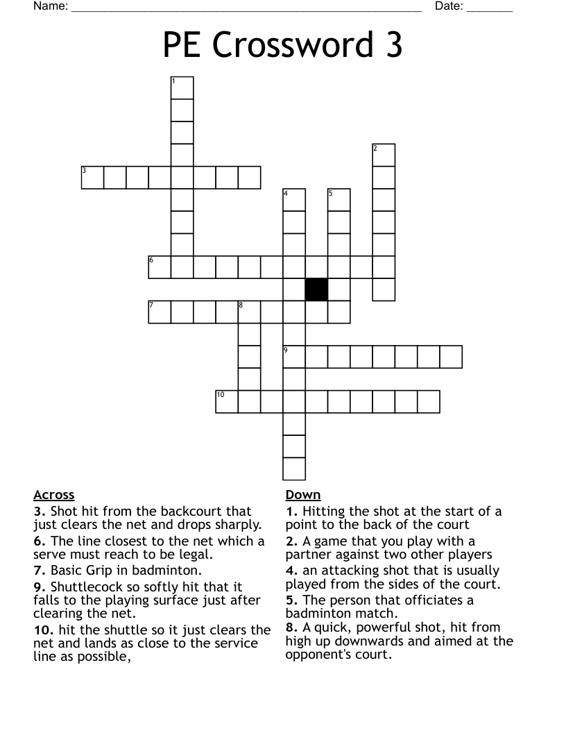 PE Crossword 3