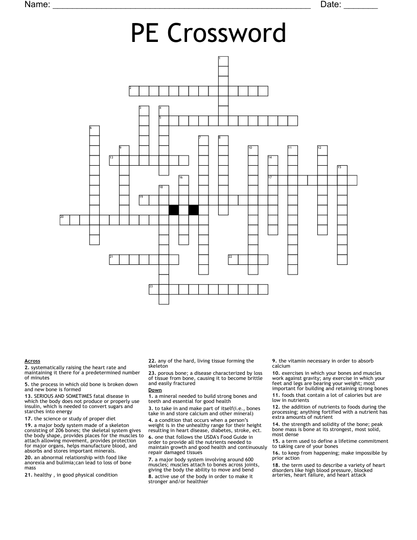 PE Crossword