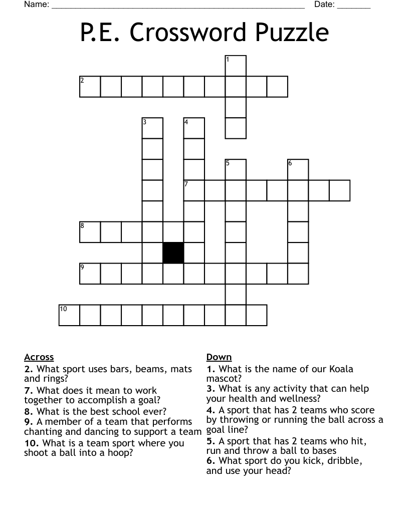 P.E. Crossword Puzzle