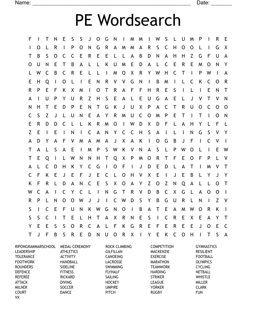 PE Wordsearch