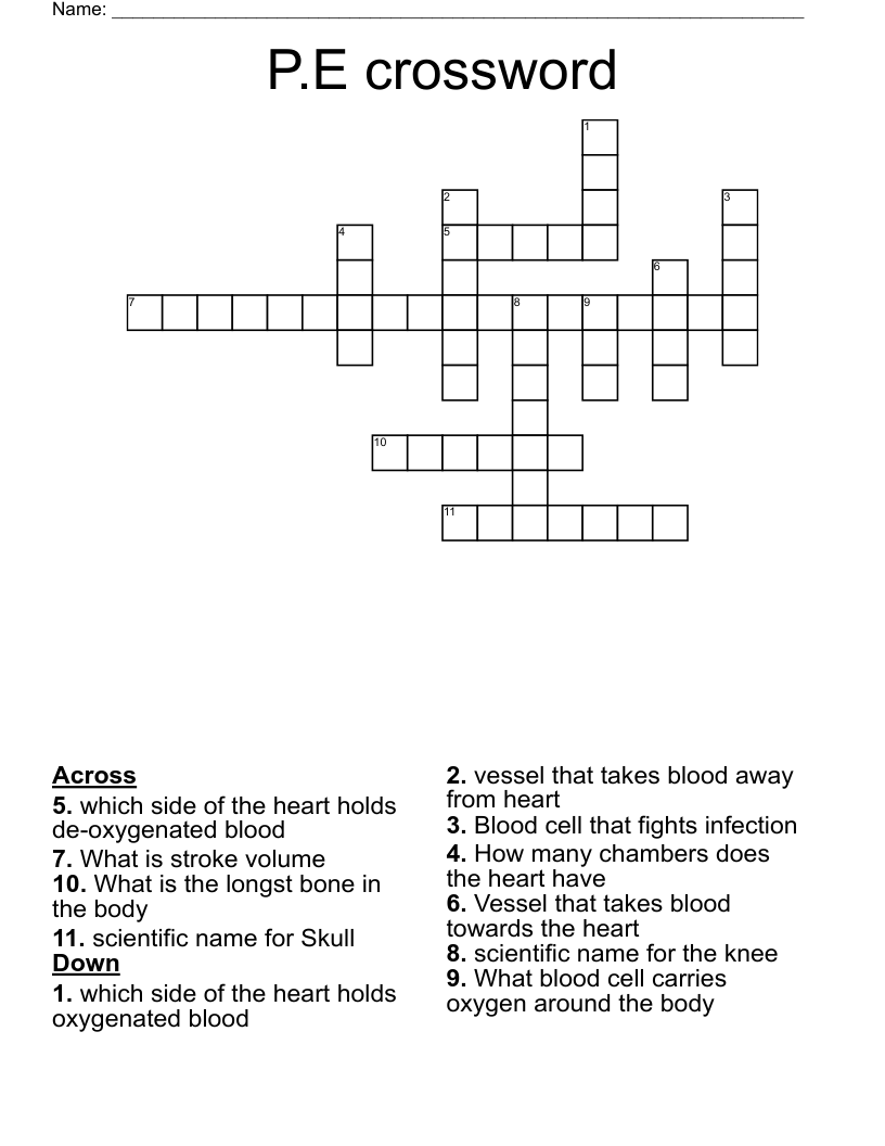 P.E crossword
