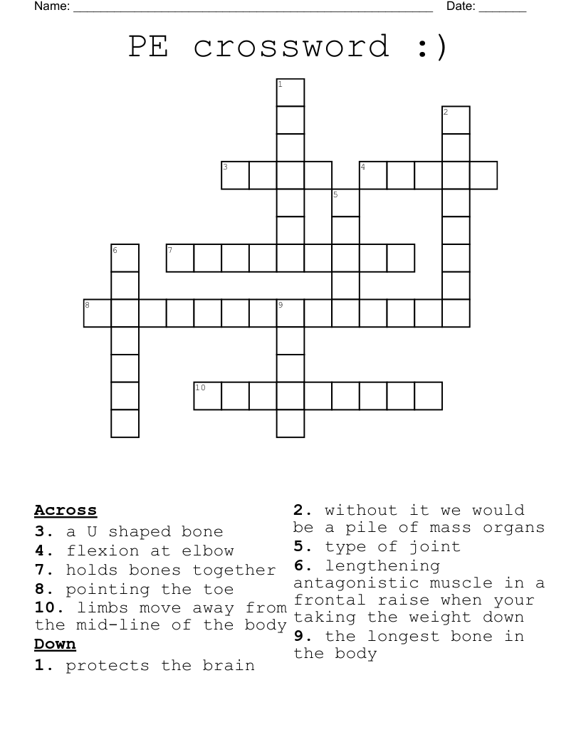 PE crossword :)