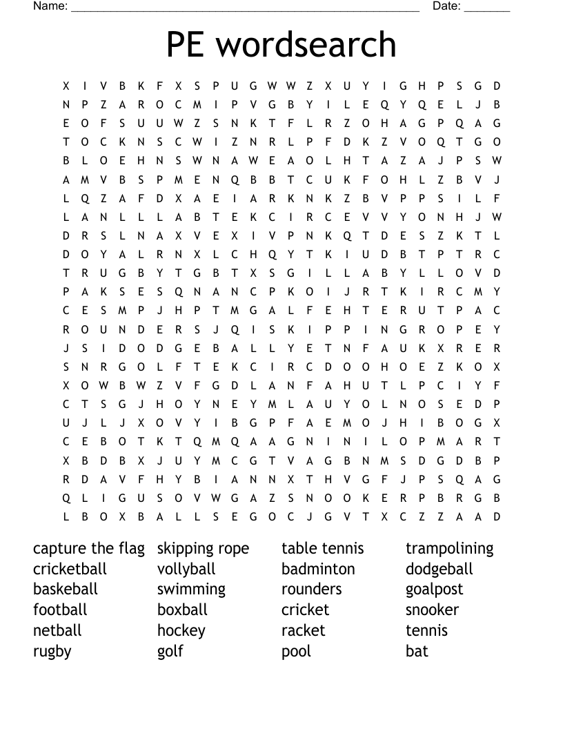 PE wordsearch