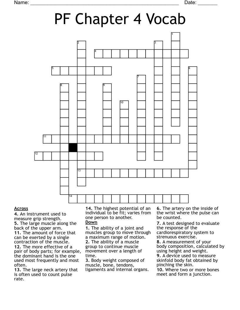 PF Chapter 4 Vocab  Crossword
