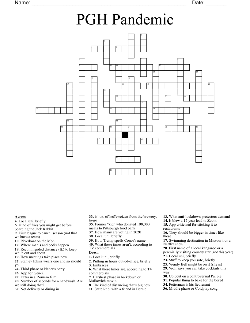 PGH Pandemic Crossword