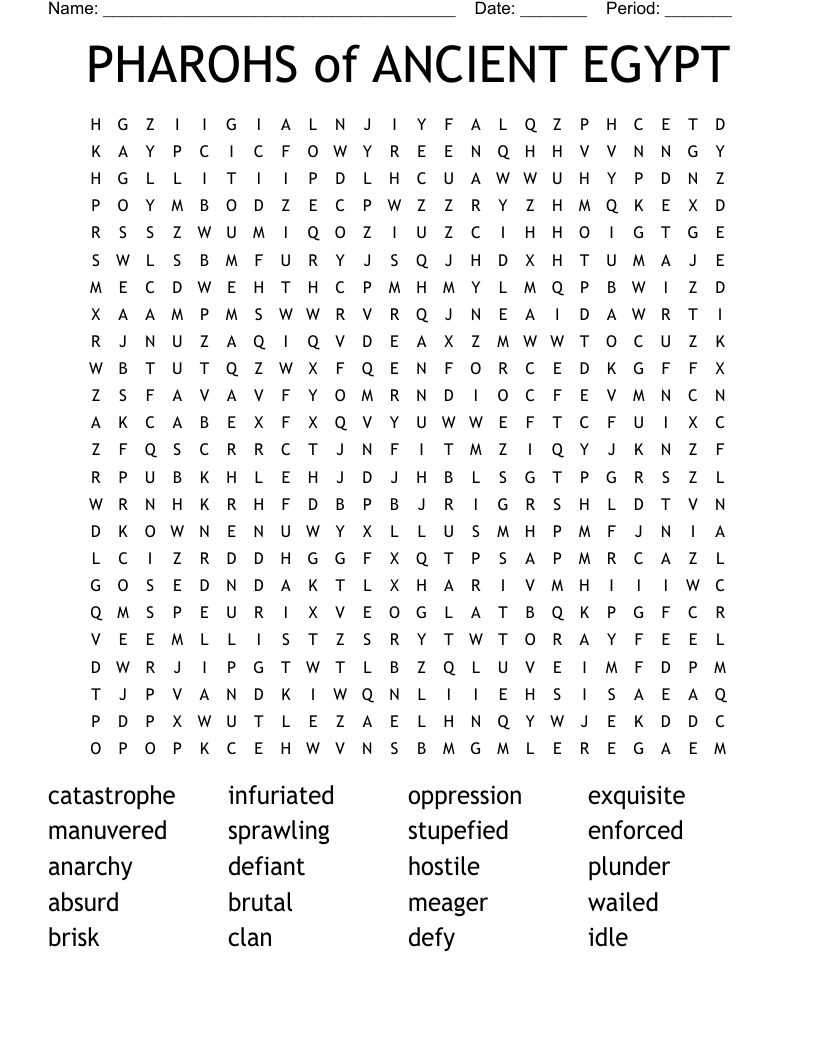 PHAROHS of ANCIENT EGYPT Word Search
