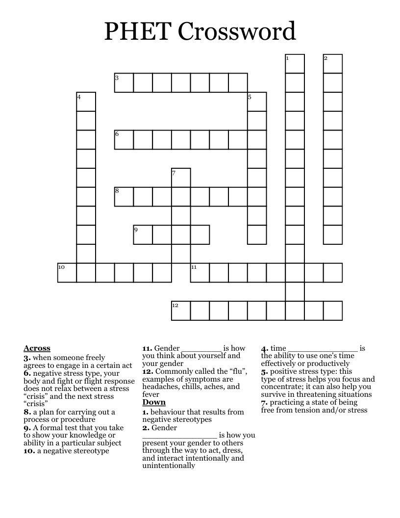 PHET Crossword