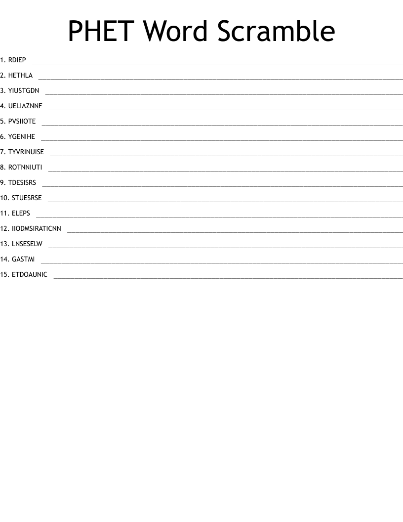 PHET Word Scramble