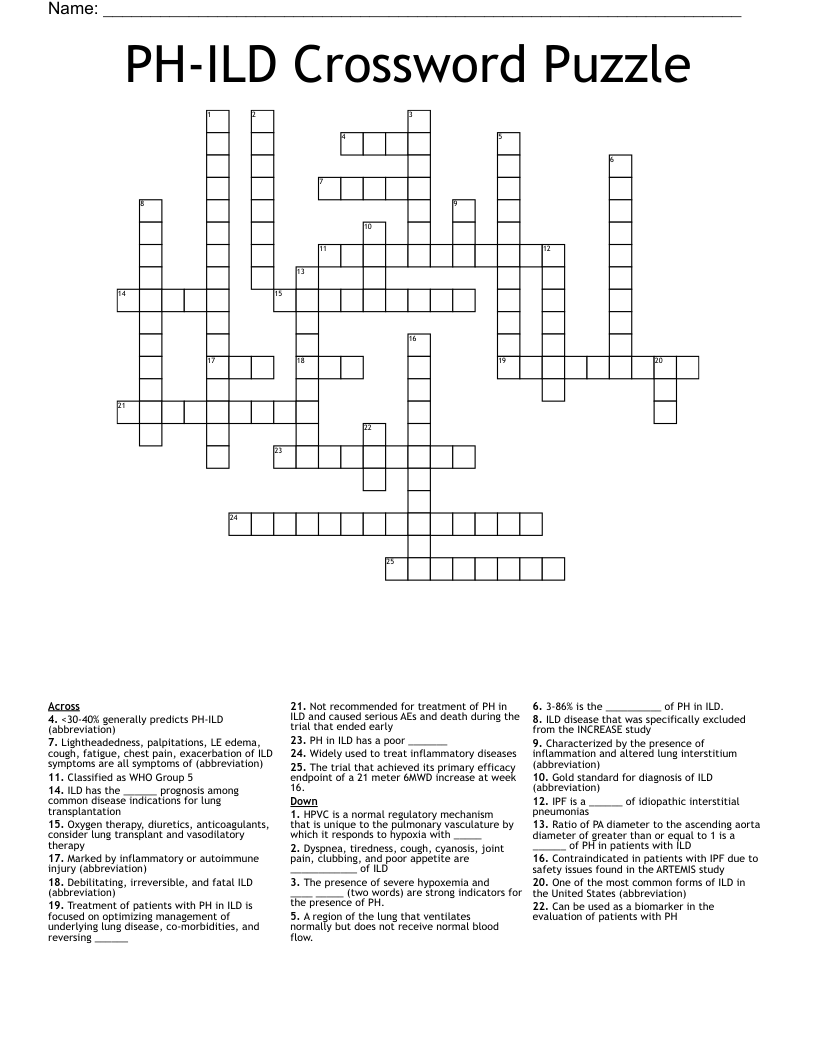 PH-ILD Crossword Puzzle