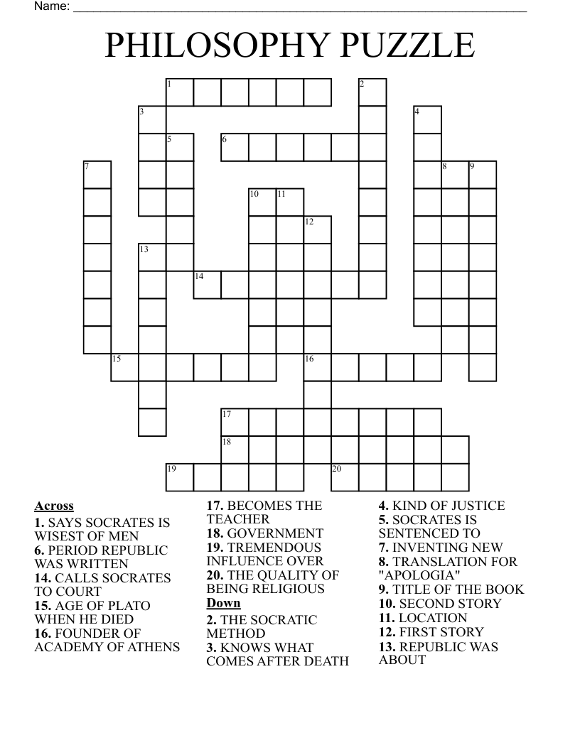 PHILOSOPHY PUZZLE Crossword