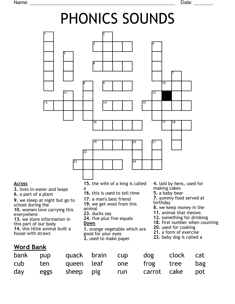 PHONICS SOUNDS Crossword