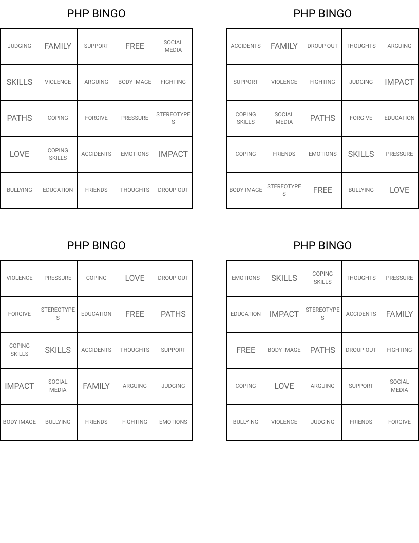 PHP BINGO