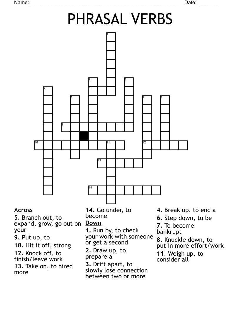 PHRASAL VERBS Crossword