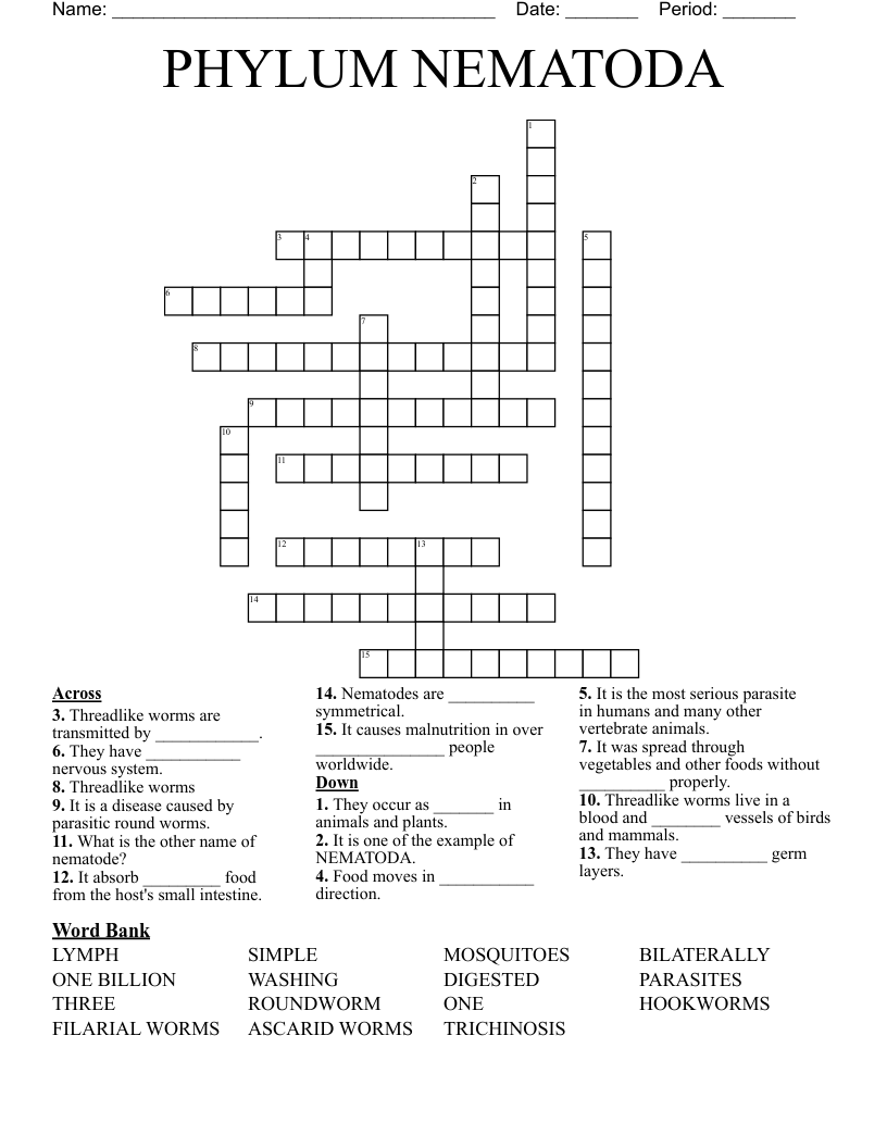 PHYLUM NEMATODA Crossword