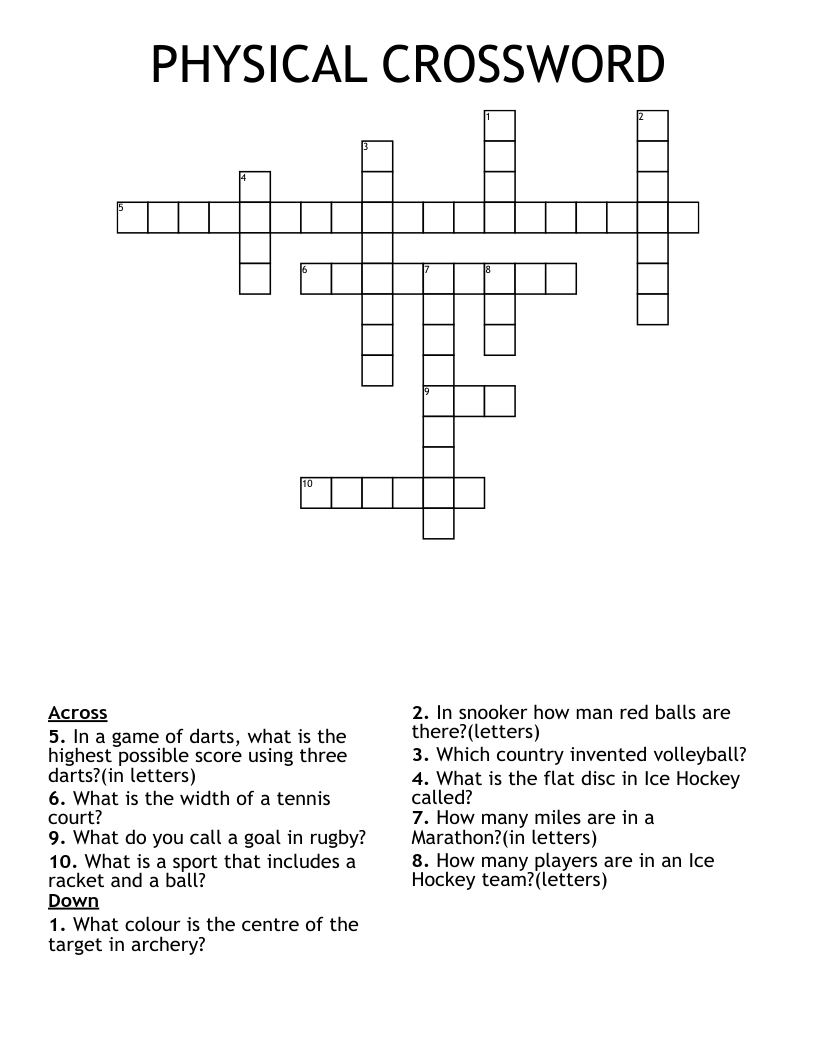 PHYSICAL CROSSWORD