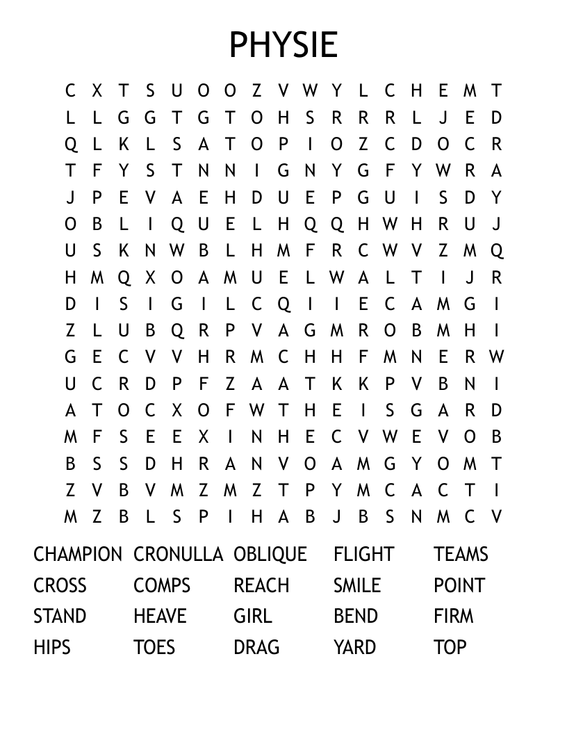 PHYSIE Word Search