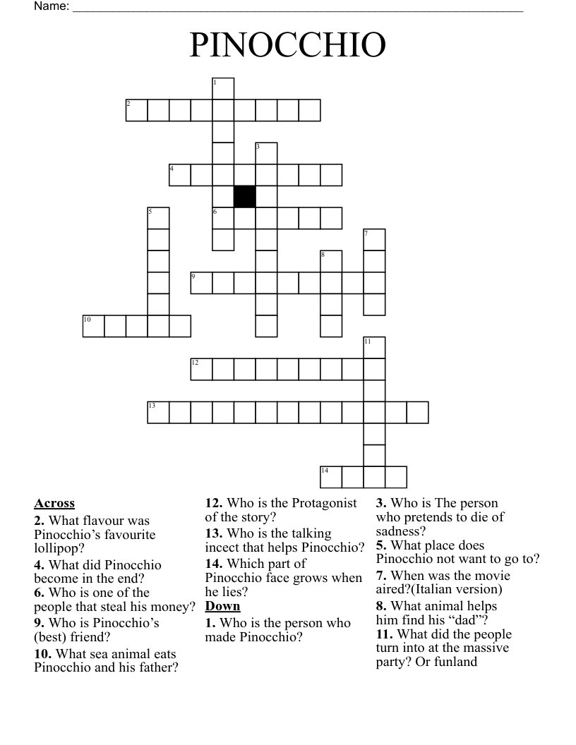 PINOCCHIO Crossword