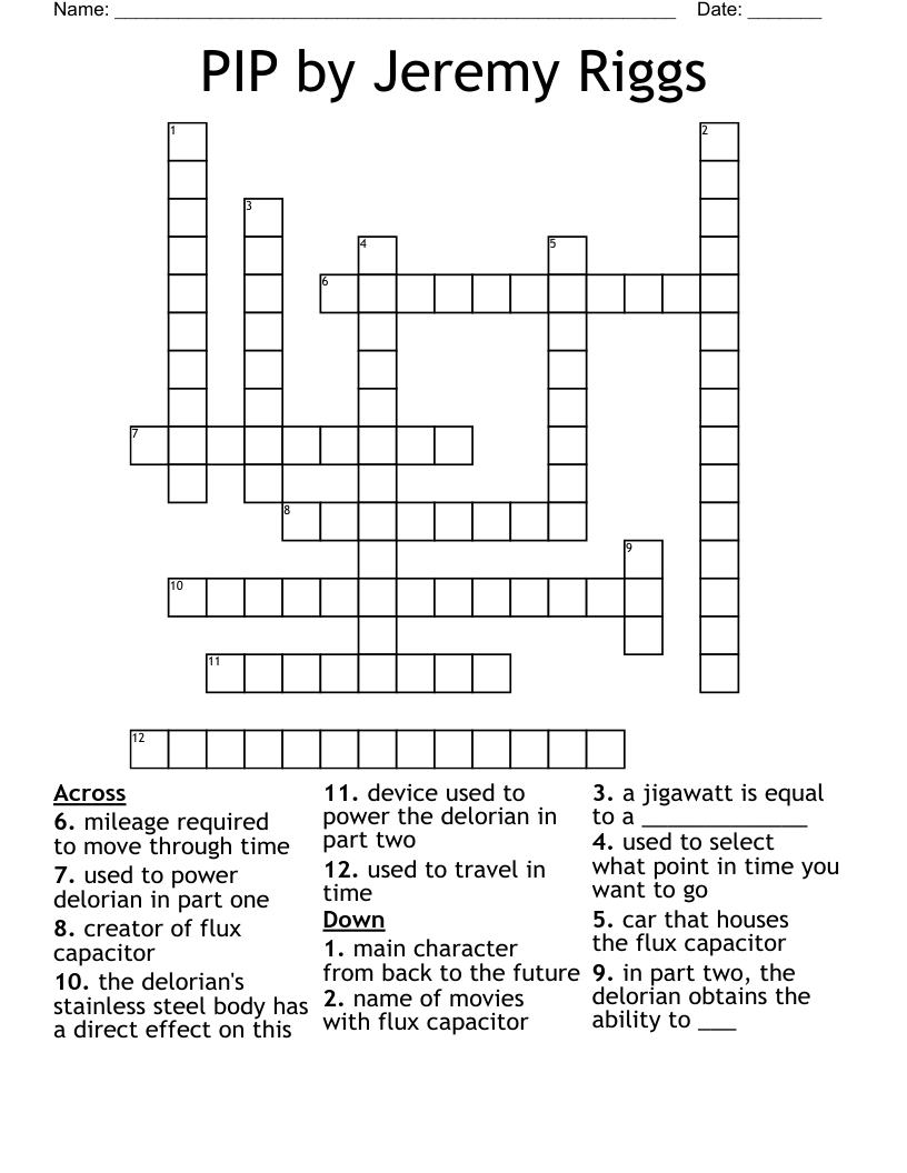 PIP by Jeremy Riggs Crossword