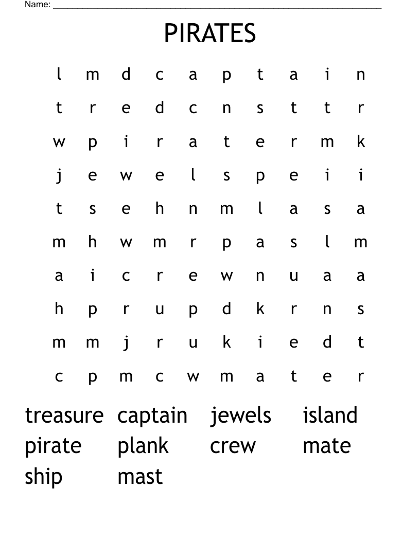 PIRATES Word Search