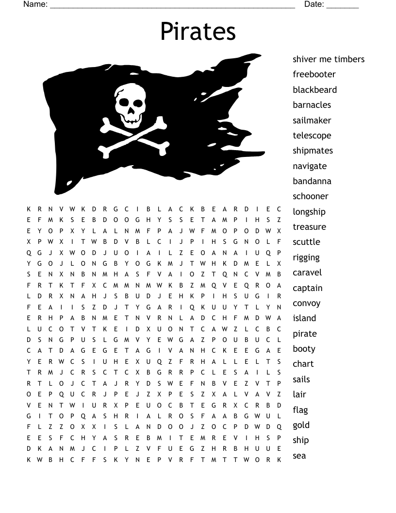 Pirates Word Search