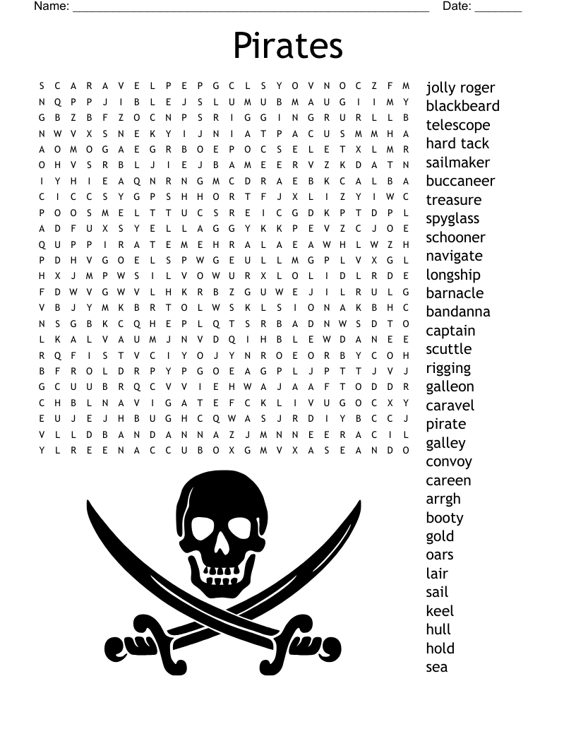 Pirates Word Search