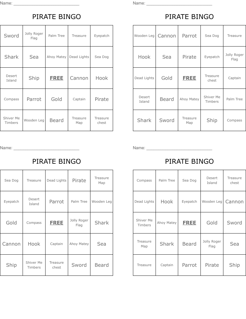 PIRATE BINGO