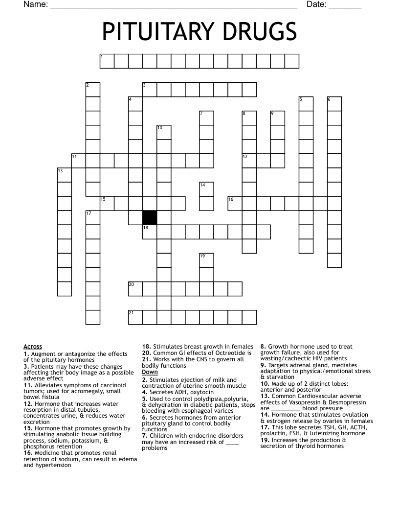 PITUITARY DRUGS Crossword