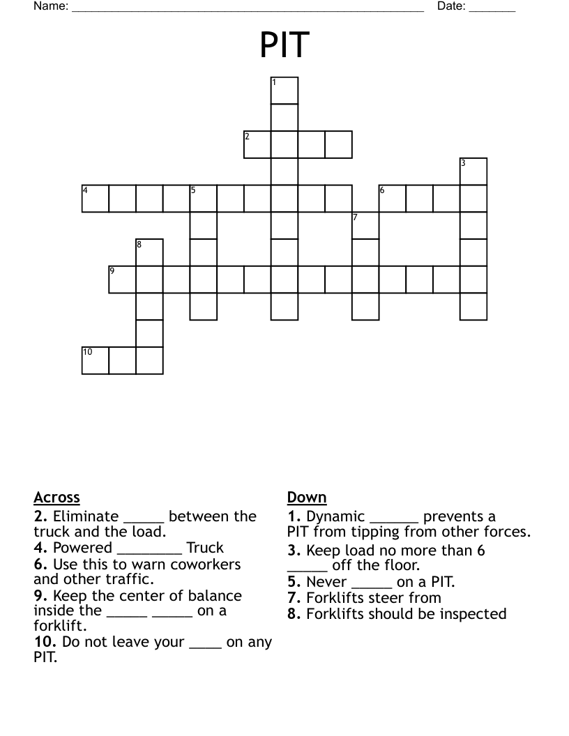 PIT Crossword
