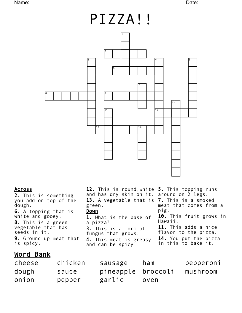 PIZZA!! Crossword