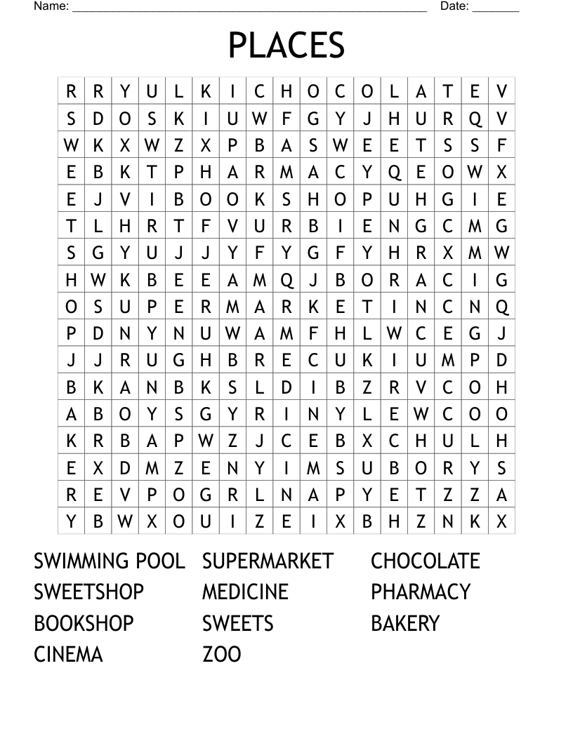 PLACES Word Search