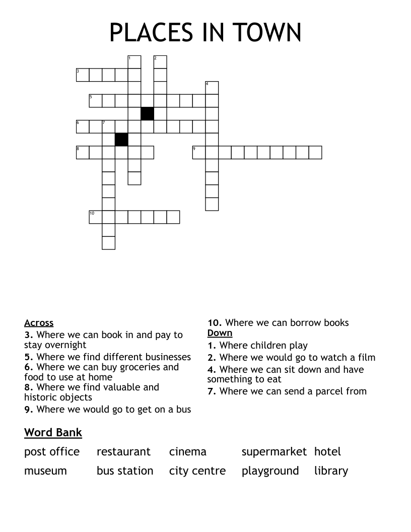 PLACES IN TOWN Crossword