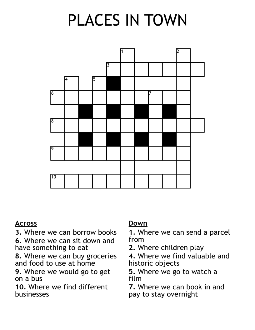 PLACES IN TOWN Crossword