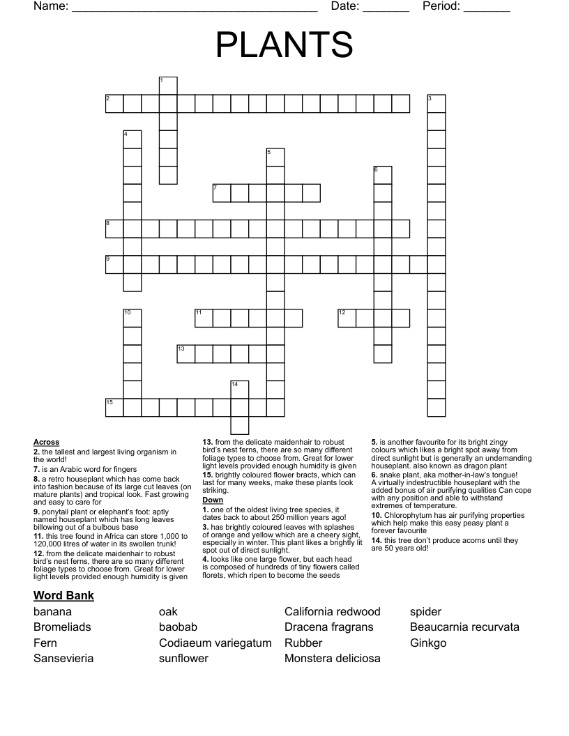 PLANTS Crossword