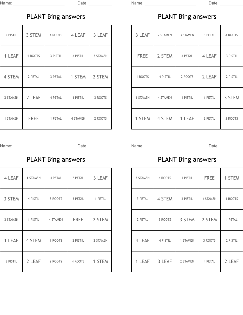 PLANT Bing answers