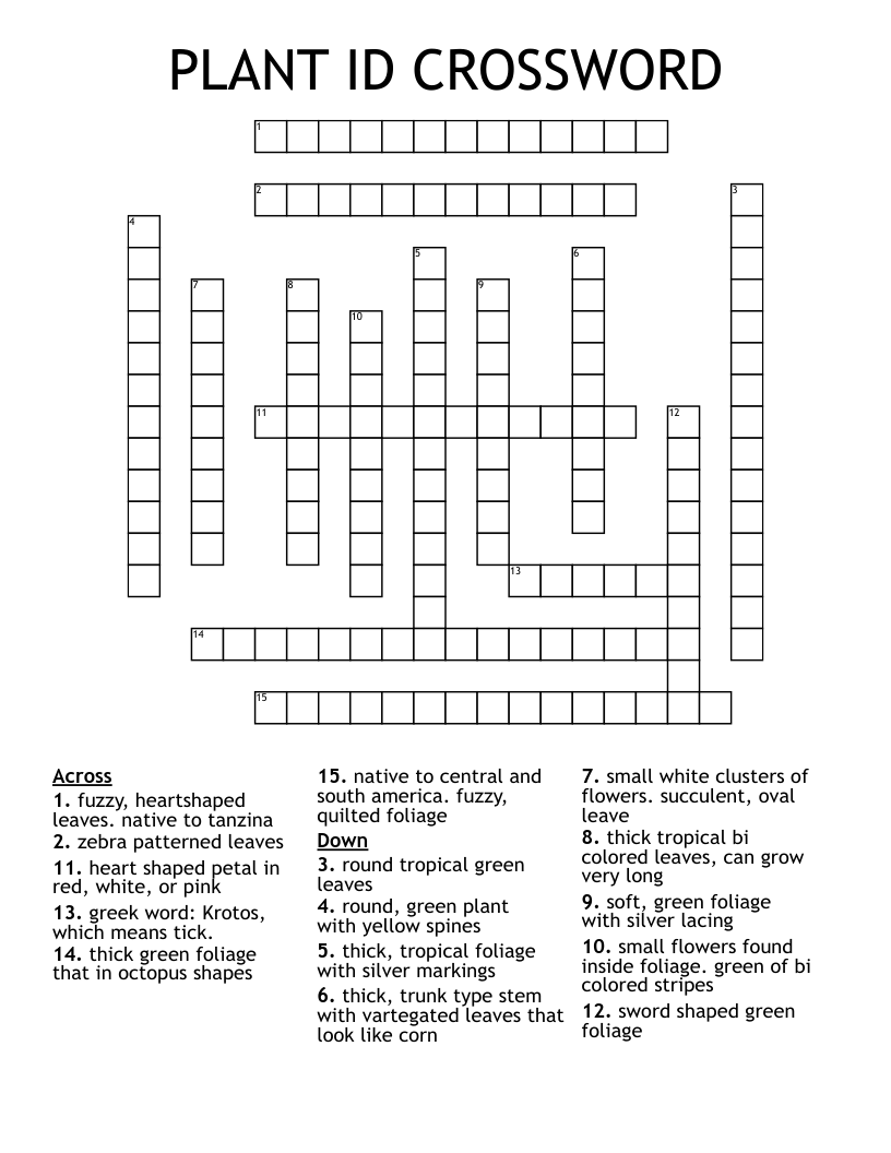 PLANT ID CROSSWORD