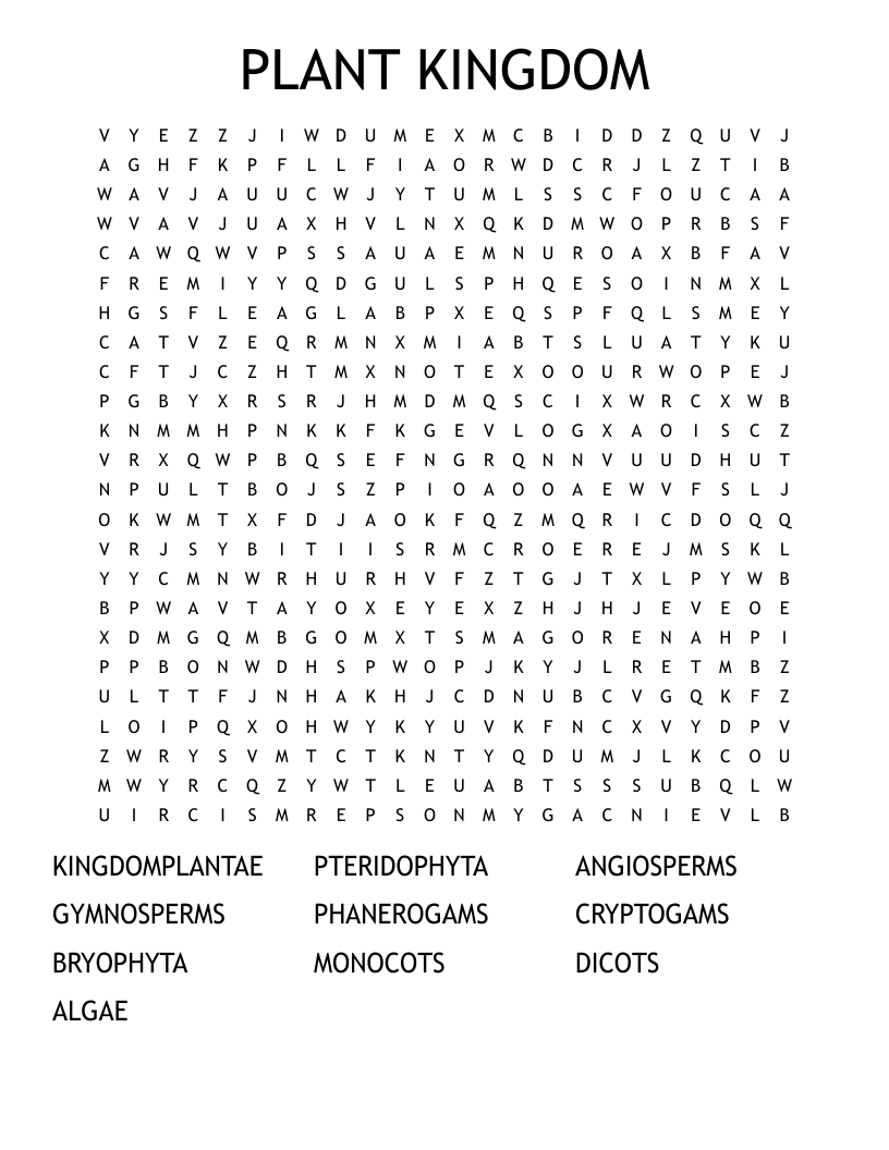 PLANT KINGDOM Word Search