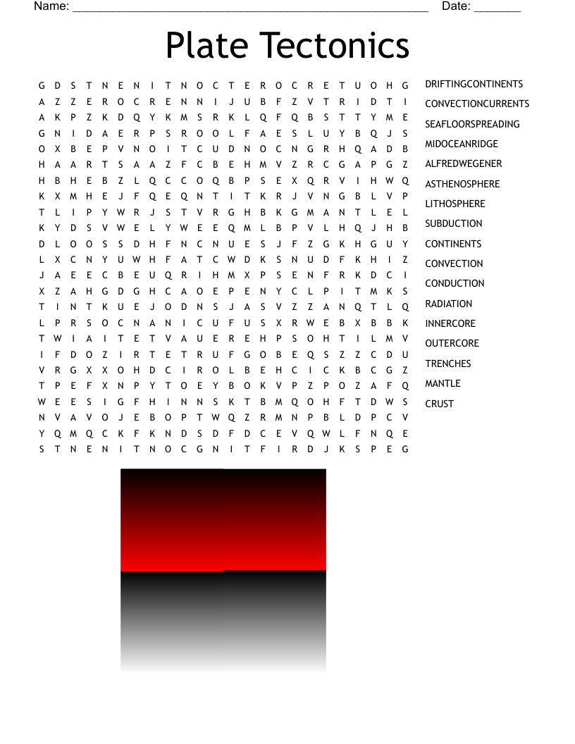 Plate Tectonics Word Search