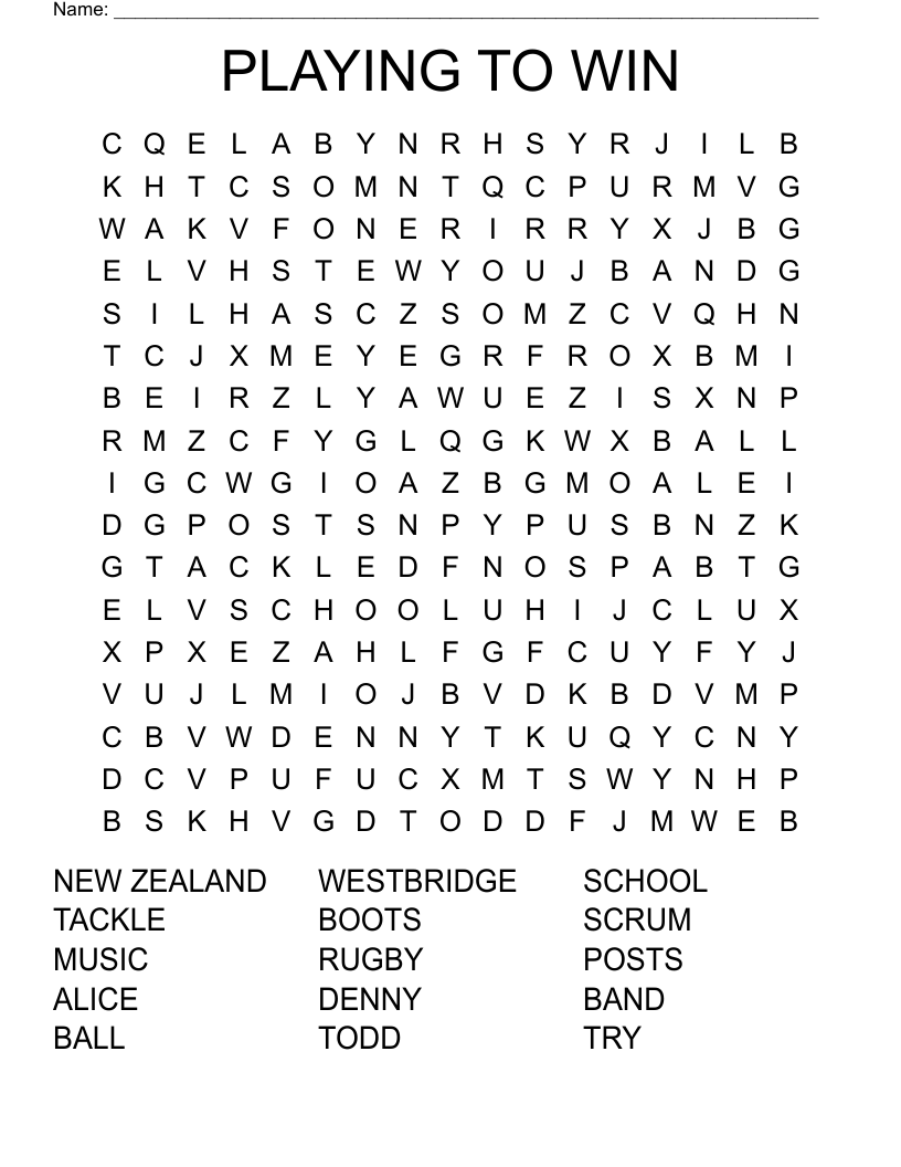 PLAYING TO WIN Word Search