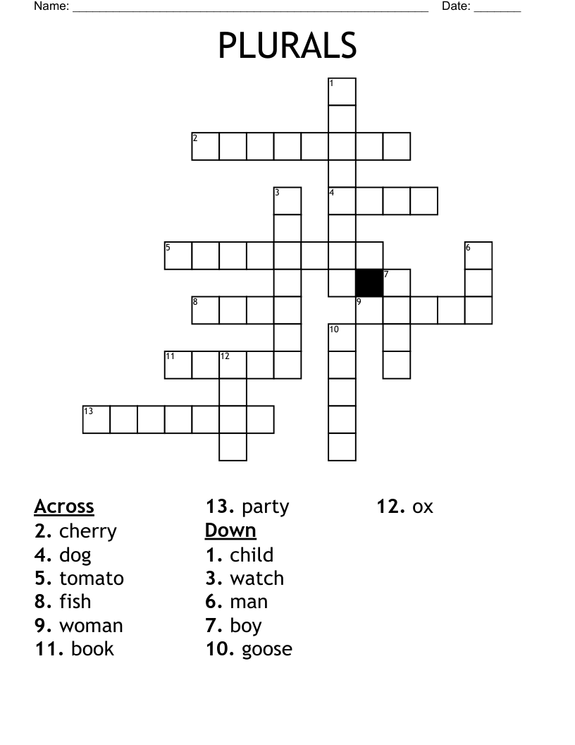 PLURALS Crossword