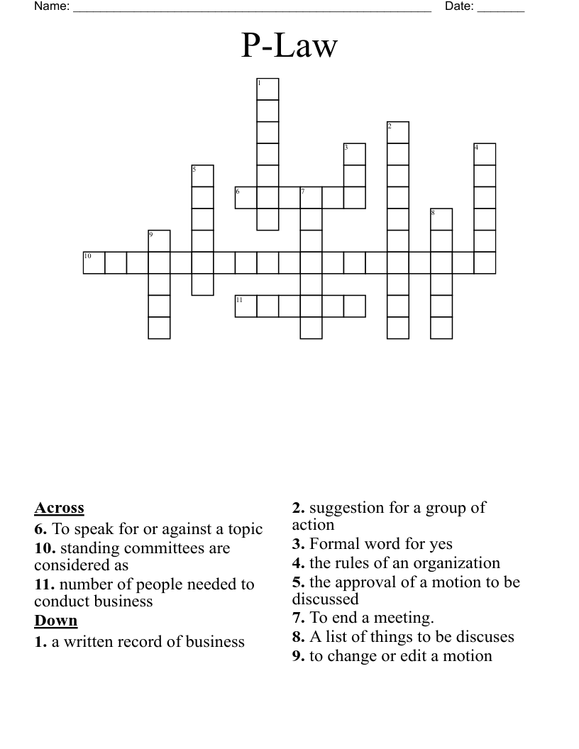 P-Law Crossword